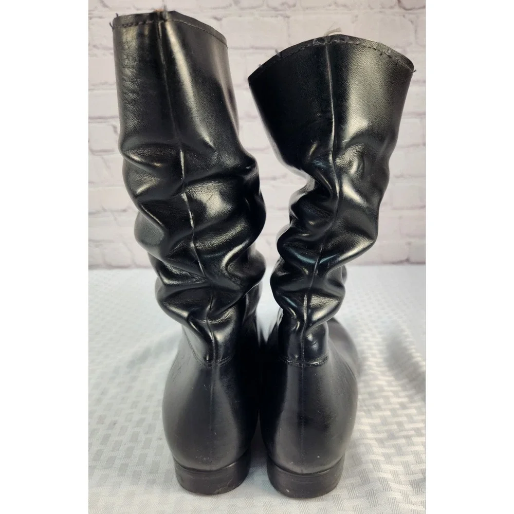 VTG Y2k 80s Black Rubber Insulated Fur Waterproof Rain Snow Heel Boots Size 9